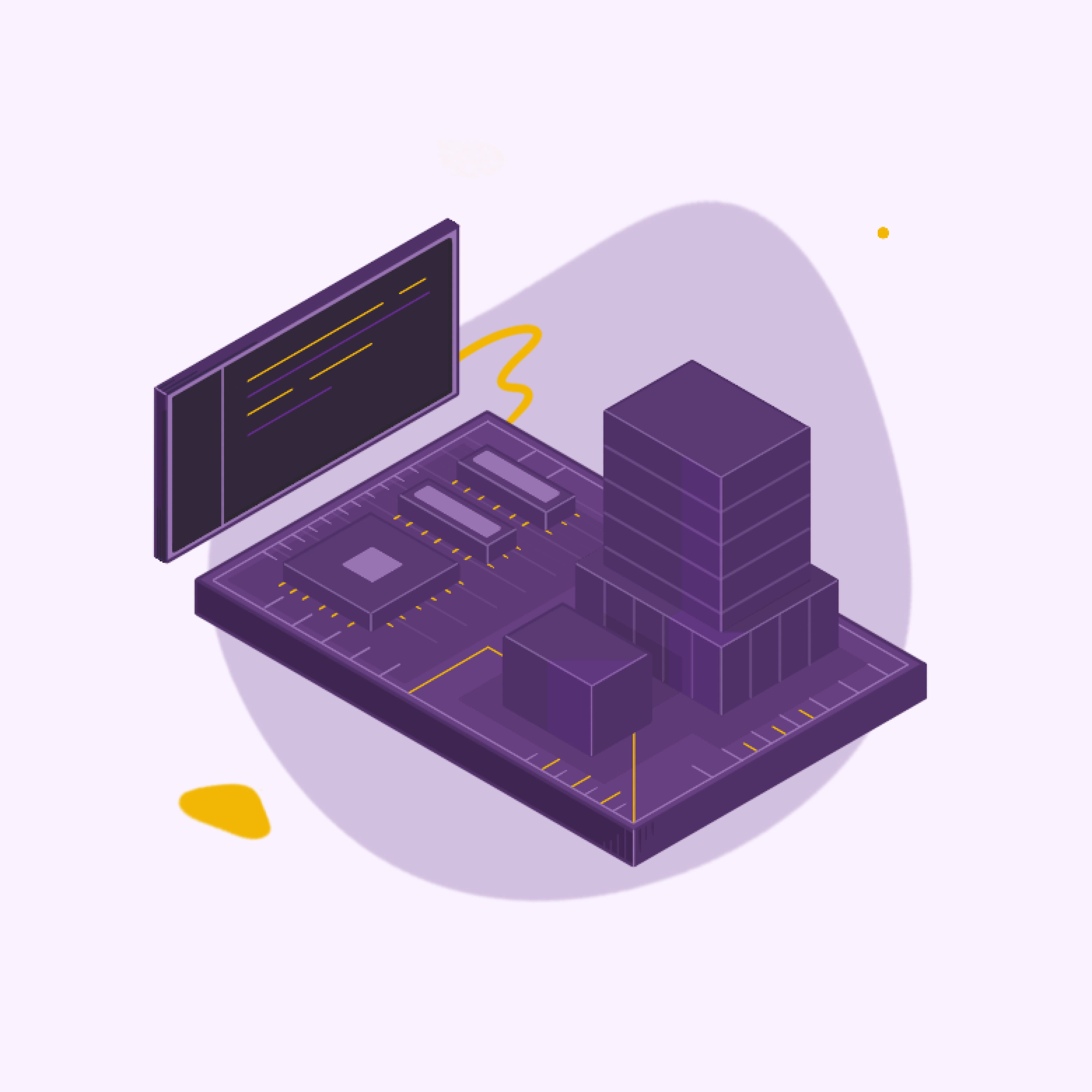 Ilustração de uma placa de computador criada pela Gam Design.
